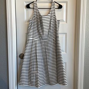 Tiana B. Black and White Striped Pleated Dress